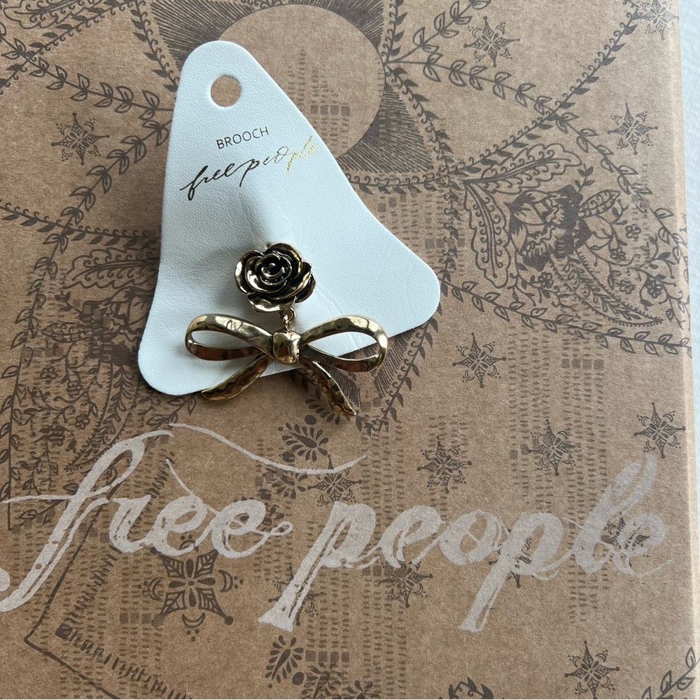 Free People Gold Floral Bow Brooch